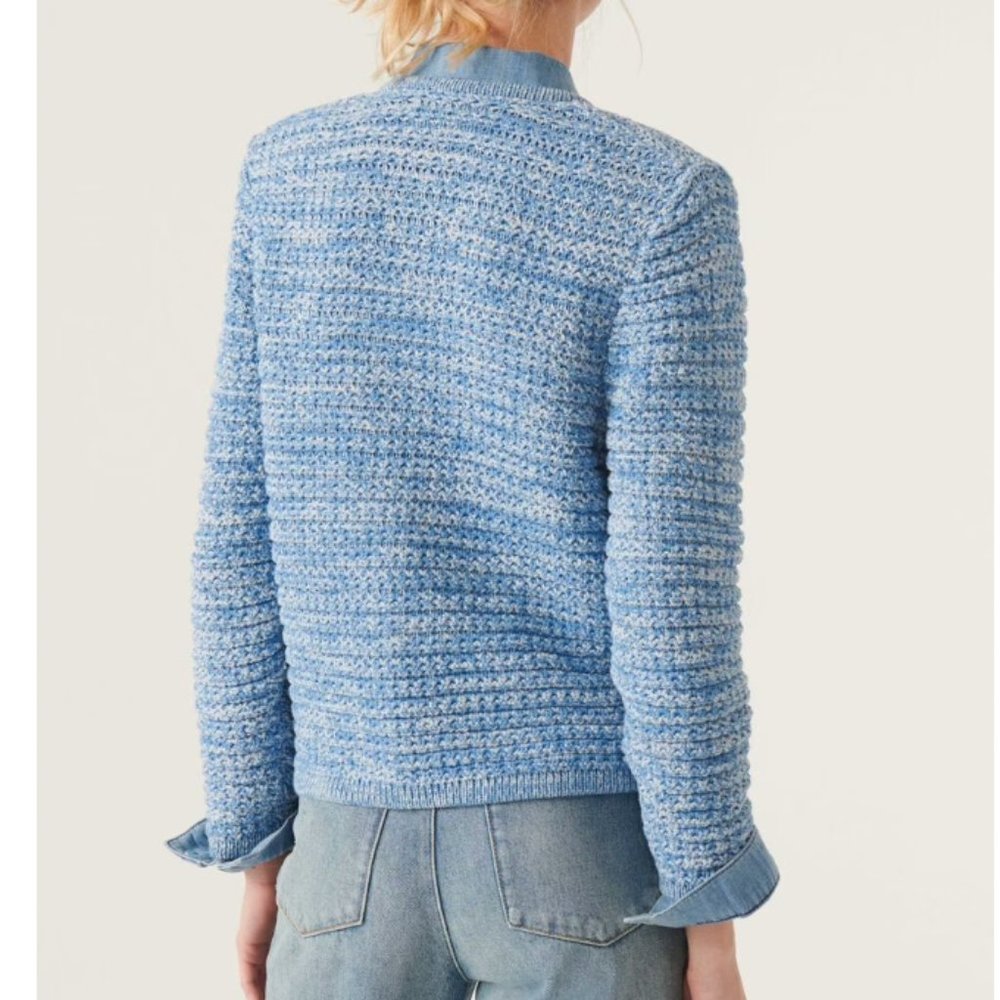BEST Ba&sh Gaspard Knit Cardigan Small Blue French Classic - Picture 2 of 10